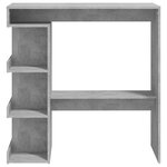 vidaXL Table de bar étagère de rangement Gris béton Bois d'ingénierie