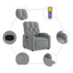 vidaXL Fauteuil de massage inclinable Gris clair Tissu