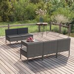 vidaXL Salon de jardin 6 Pièces avec coussins Résine tressée Gris