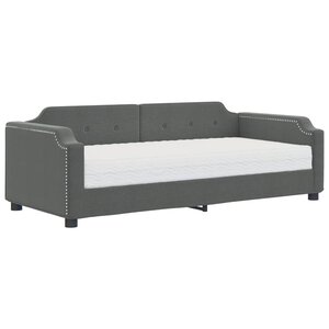 vidaXL Lit de jour avec matelas gris foncé 100x200 cm tissu
