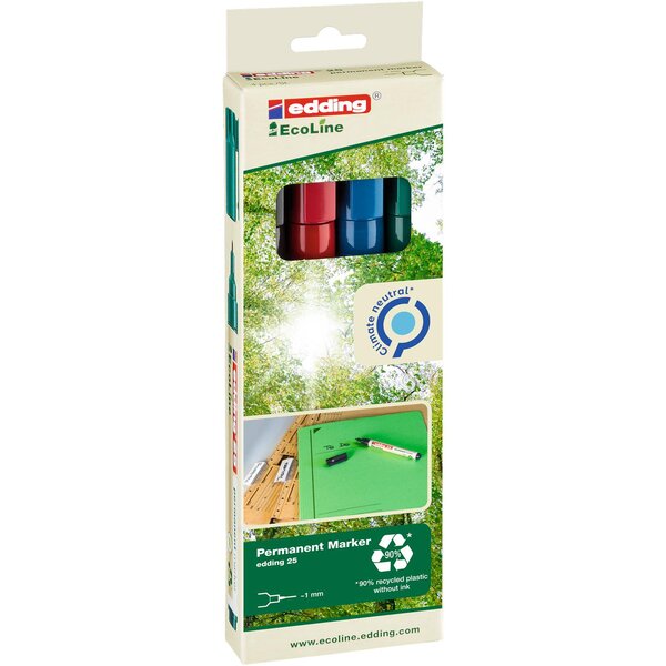 Marqueur Permanent 25 Ecoline Etui de 4 Assorti 1 mm EDDING