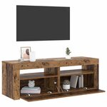 vidaXL Meuble TV avec lumières LED vieux bois bois d'ingénierie