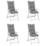 vidaXL Coussins de chaise de jardin à dossier haut lot de 4 gris tissu