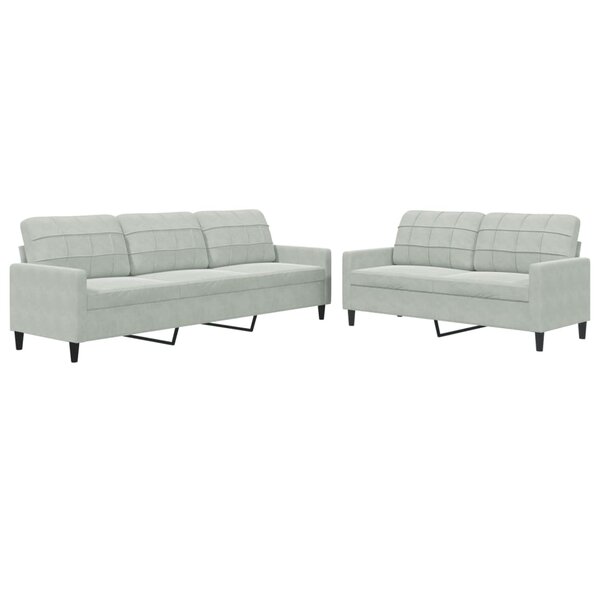 vidaXL Ensemble de canapés 2 Pièces avec coussins Gris clair Velours