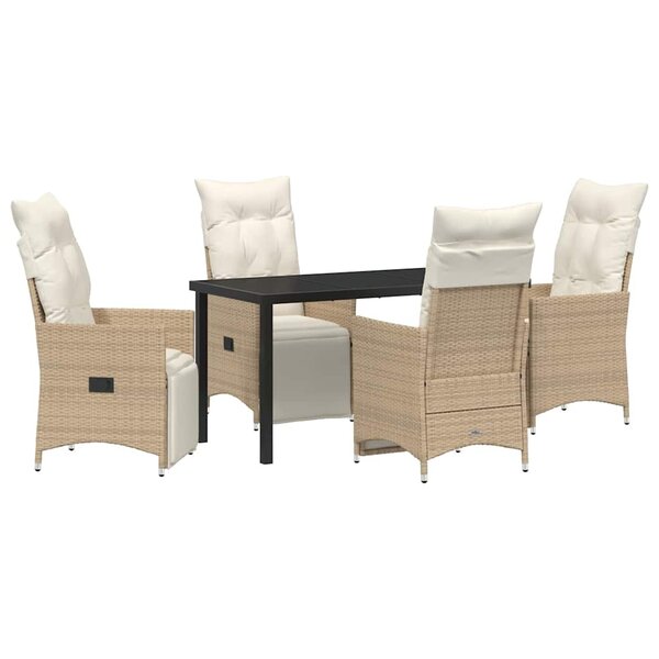 vidaXL Ensemble de salle à manger pour jardin 5 Pièces Beige Poly rotin