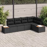vidaXL Ensemble de canapé de jardin 5 Pièces Noir 264 x 154 x 85 cm