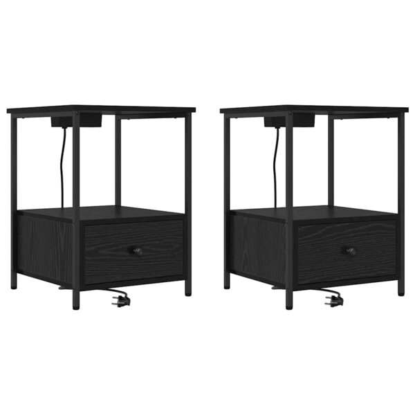 vidaXL Table de nuit avec station de chargement 2 Pièces Chêne noir