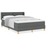 Lit Box Spring vidaXL avec Matelas Gris Foncé 140x200 cm Tissu