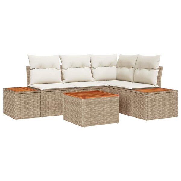 vidaXL Ensemble de canapé de jardin avec coussin 5 Pièces beige et crème