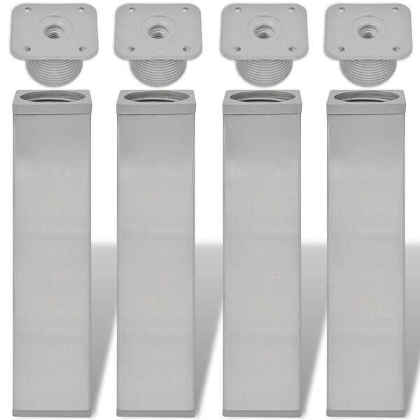 vidaXL Pieds de canapé 4 Pièces Argent 38 x 38 x 180 mm Fer