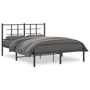 vidaXL Cadre de lit métal sans matelas avec tête de lit noir 140x200cm