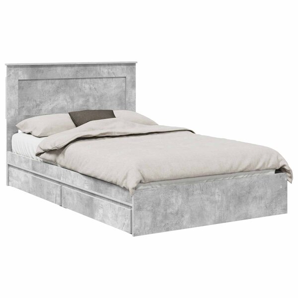 vidaXL Lit de Rangement Gris béton 135 x 190 cm Bois d'ingénierie