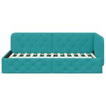 vidaXL Cadre de lit d'angle Turquoise 90 x 200 cm Velours