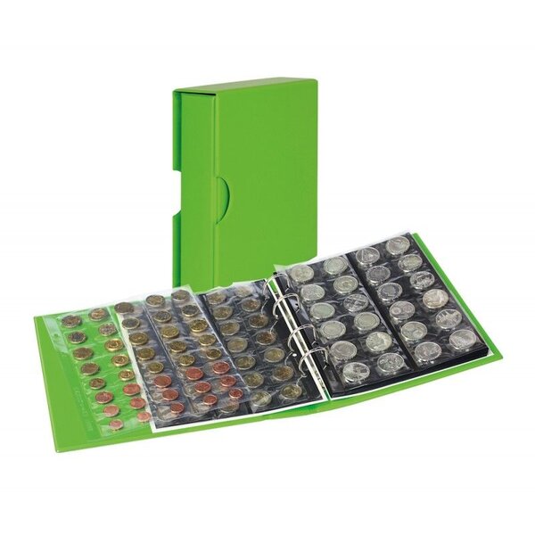 Album Publica M Color Lindner pour ranger 300 monnaies de collection. Couleur - Vert SPRING
