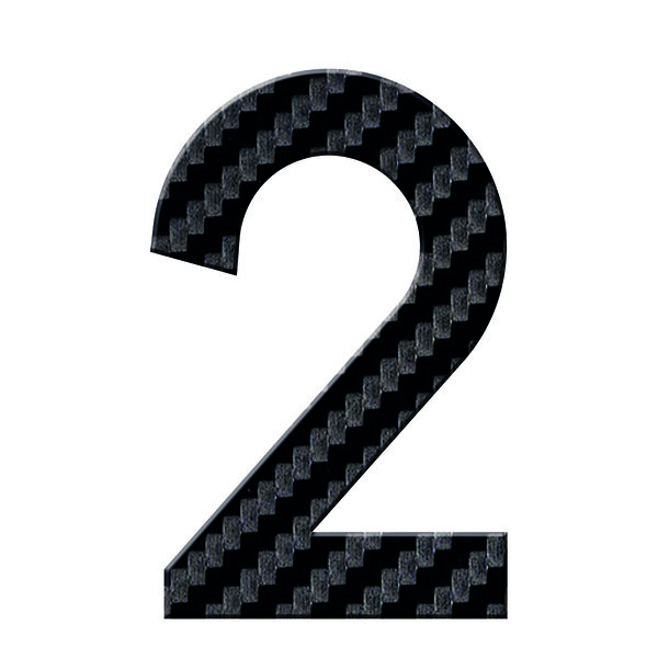Numéro 2-Numéro adhésif pour boîtes aux lettres - Vinyle épais texturé, hauteur 50 mm - Carbone