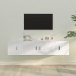 vidaXL Ensemble de meubles TV 3 Pièces Blanc Bois d'ingénierie