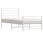 vidaXL Cadre de lit métal avec tête de lit/pied de lit blanc 107x203cm