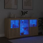 vidaXL Buffet avec lumières LED chêne sonoma 123x37x67 cm