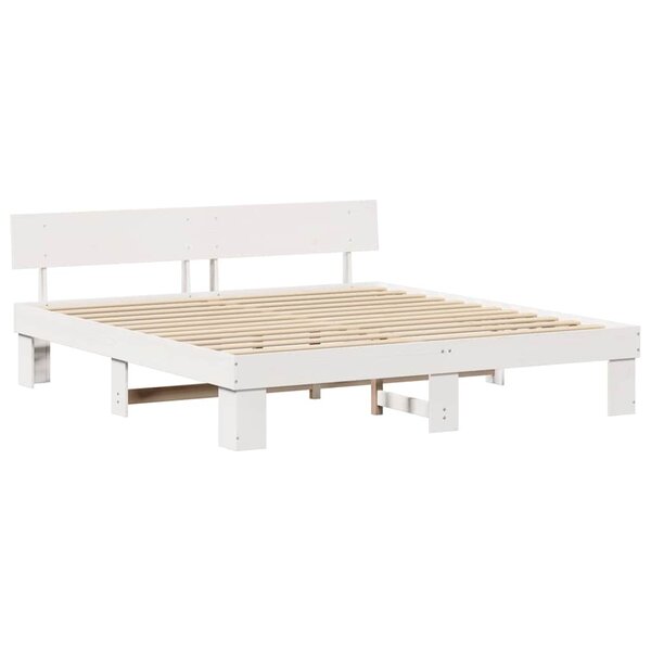 vidaXL Cadre de lit Blanc 200 x 200 cm Bois massif en pin