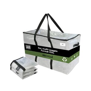 Pack and Move - Lot 2 Grands Sacs Déménagement Transparent Recyclé - Rangement Et Transport Ultra Résistant - Réutilisable - Poignées Solides - 100L