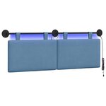 vidaXL Tête de lit suspendue Bleu Tissu en velours côtelé