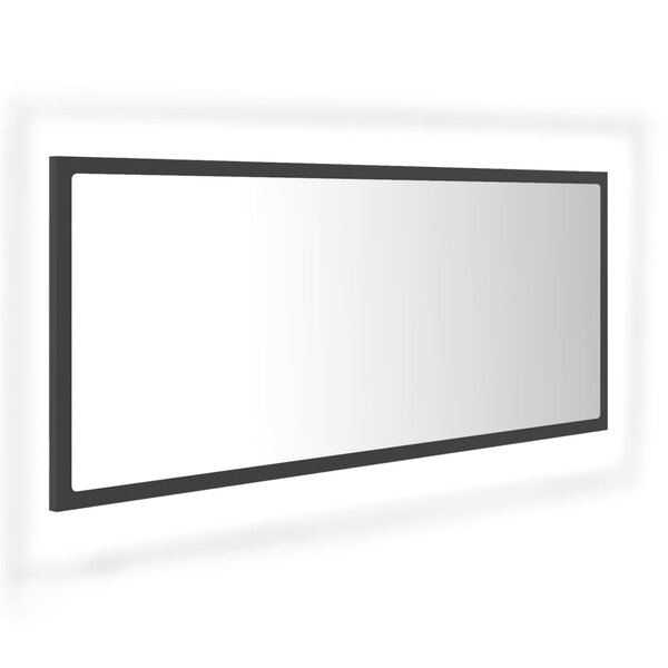vidaXL Miroir à LED de salle de bain Gris 100x8 5x37 cm Acrylique