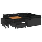 vidaXL Ensemble de canapé de jardin 12 Pièces Noir polyrotin