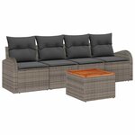 vidaXL Ensemble de canapé de jardin 5 Pièces Gris Poly rotin