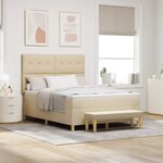 vidaXL Lit à ressorts avec matelas Crème 160 x 200 cm tissu
