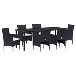 vidaXL Ensemble de salle à manger pour jardin 7 Pièces Noir polyrotin