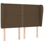 vidaXL Tête de lit avec oreilles Marron foncé 147x23x118/128 cm Tissu