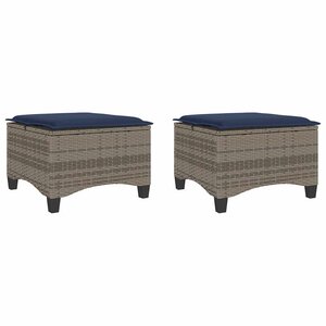 vidaXL Tabourets jardin coussins 2 Pièces gris 55x55x36 cm résine tressée