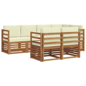 vidaXL Ensemble de canapé d'angle avec coussin 7 Pièces Naturel et Crème