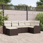 vidaXL Ensemble de canapé de jardin 6 Pièces Marron Poly rotin