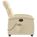 vidaXL Fauteuil inclinable de massage crème tissu