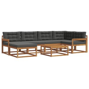 vidaXL Ensemble de canapés d'extérieur 7 Pièces Naturel et Anthracite