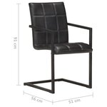 vidaXL Chaises à manger cantilever lot de 2 noir cuir véritable