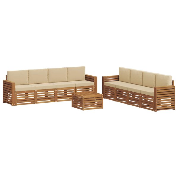 vidaXL Ensemble de canapés d'extérieur 9 pc Naturel et Beige