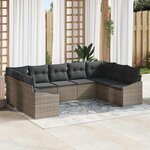 vidaXL Ensemble de salle à manger pour jardin avec coussin 9 Pièces Gris
