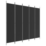 vidaXL Cloison de séparation 5 panneaux Noir 250x220 cm Tissu