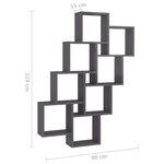 vidaXL Étagère murale cube Gris brillant 90x15x119cm Bois d’ingénierie