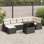 Ensemble de Canapés de Jardin de 8 Pièces avec Coussins Noir Rattan Poly