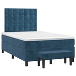 vidaXL Sommier à lattes de lit et matelas bleu foncé 120x190cm velours