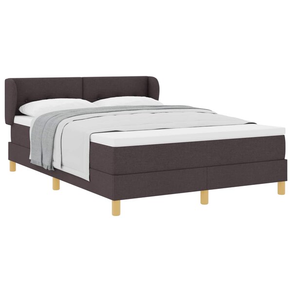 vidaXL Lit à ressorts avec matelas Marron foncé 140 x 190 cm tissu