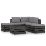 vidaXL Salon de jardin 6 Pièces avec coussins Bois imprégné de gris