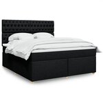 vidaXL Sommier à lattes de lit avec matelas Noir 180x200 cm Tissu