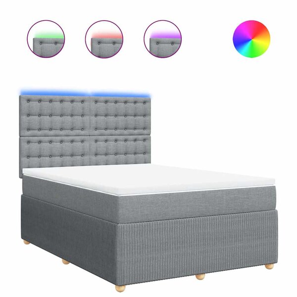 vidaXL Sommier à lattes de lit avec matelas Gris clair 140x190cm Tissu