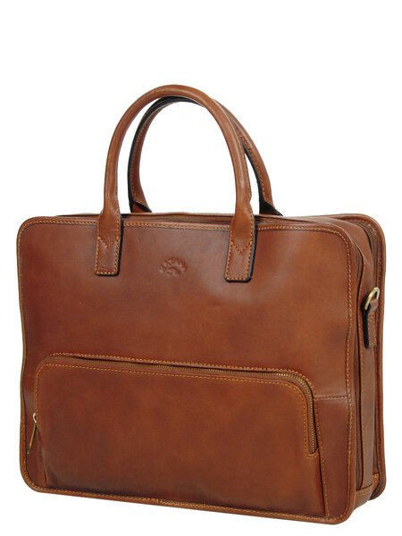 Sac ordinateur Attitude en cuir - 13 pouces - KATANA - L40.0 x H30.0 x P8.5 cm - 31144-Marron