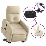 vidaXL Fauteuil inclinable de massage électrique Crème Tissu