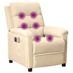 vidaXL Fauteuil électrique de massage Crème Tissu